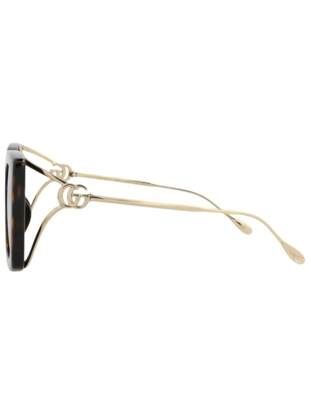 New Gucci Women's Sunglasses Square Rectangle Injection Frame Havana Gold Brown